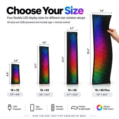 🚗 RGB Pixel LED Car Window Display | Custom Messages, Emojis & Animations 🌈