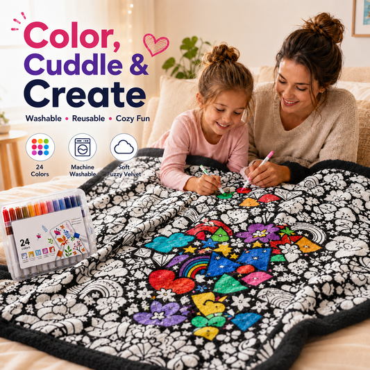 🔥LAST DAY 49% OFF🎨 Coloring Blanket for Kids & Adults | Washable Reusable Soft Fleece Throw Blanket
