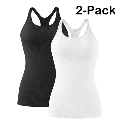 ✨🔥Ribbed Workout Tank Top with Built-In Bra