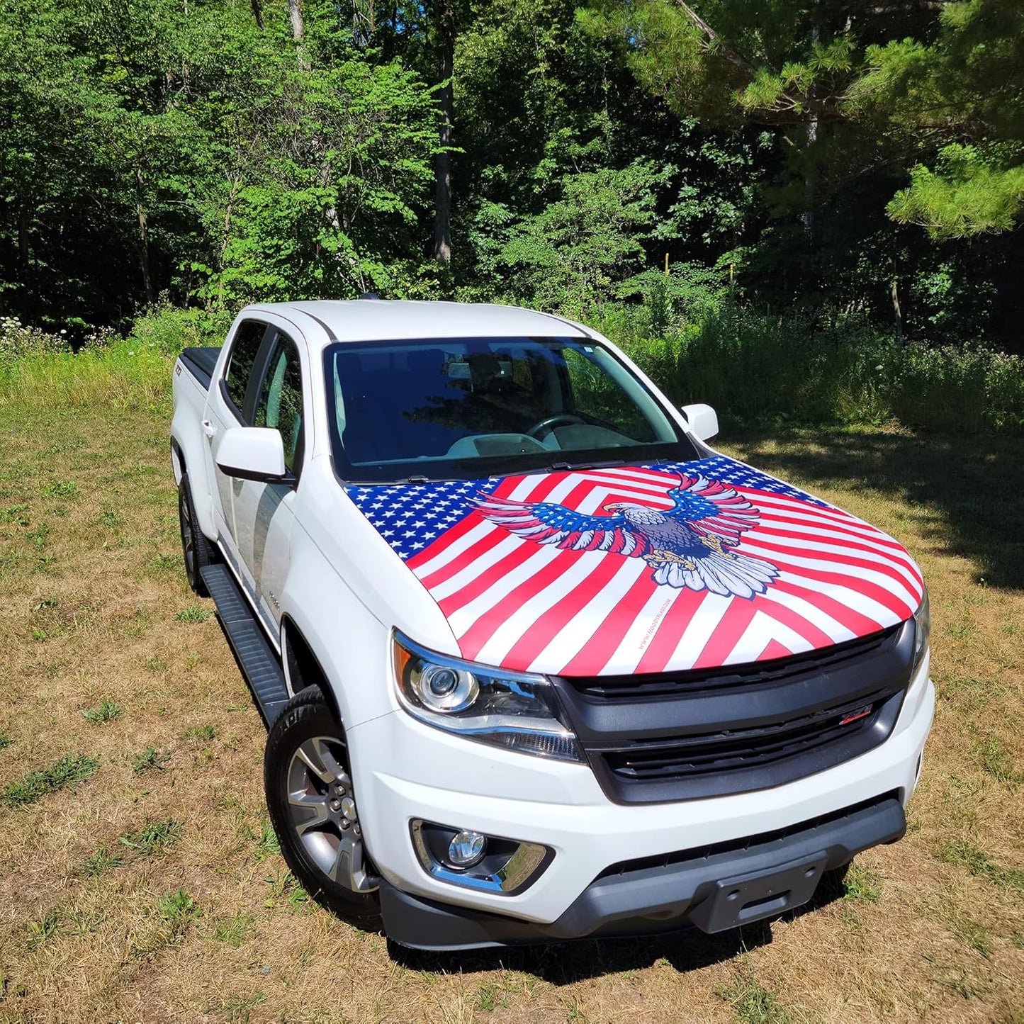 American Flag Car Hood Cover With Dual Triangle Clips Fits Trucks SUVs Sedans Jeep Commemorative Edition