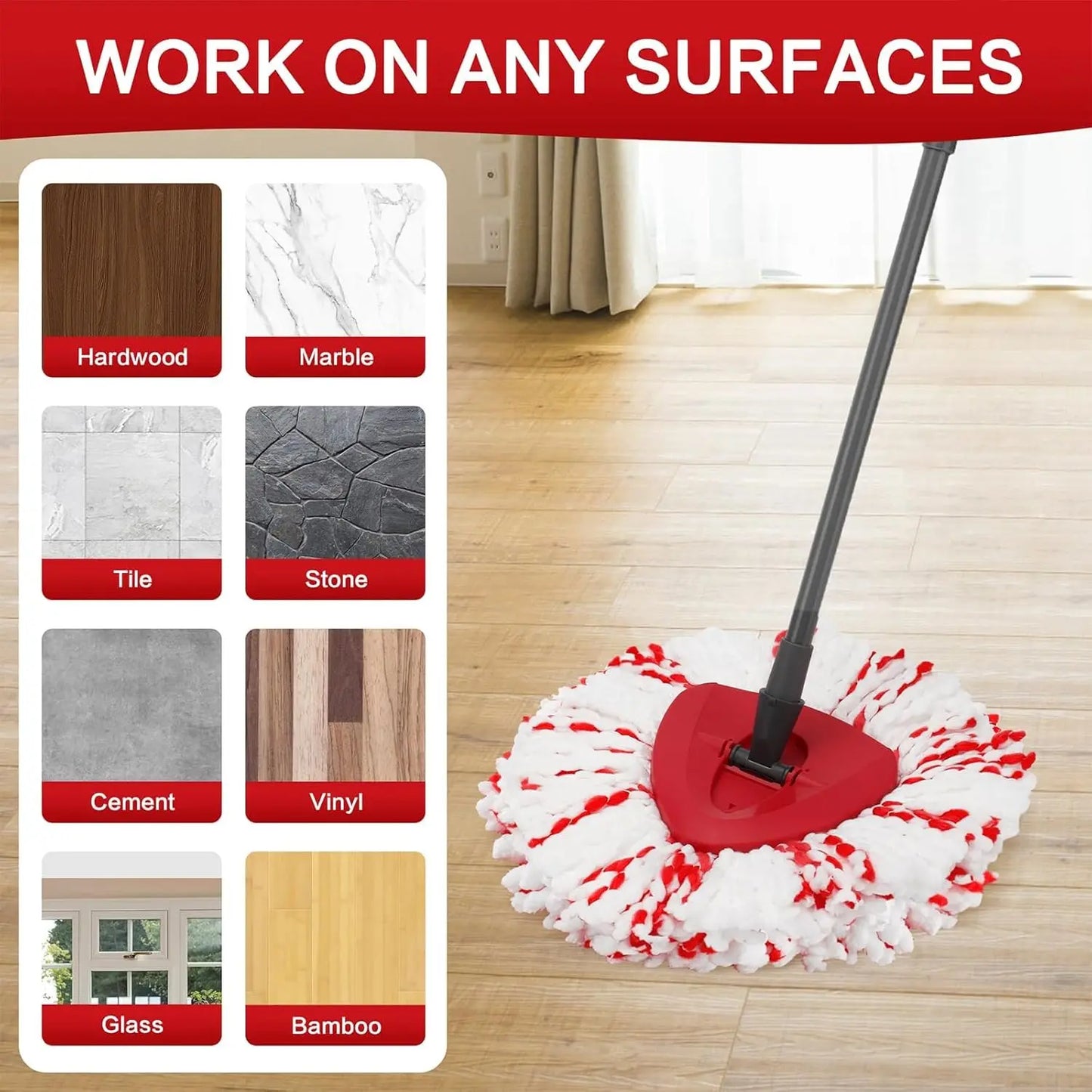 3 Pack Upgraded Spin Mop Replacement Heads with Built-in Scrub Pads 🧹 | 40% Boost Cleaning Power