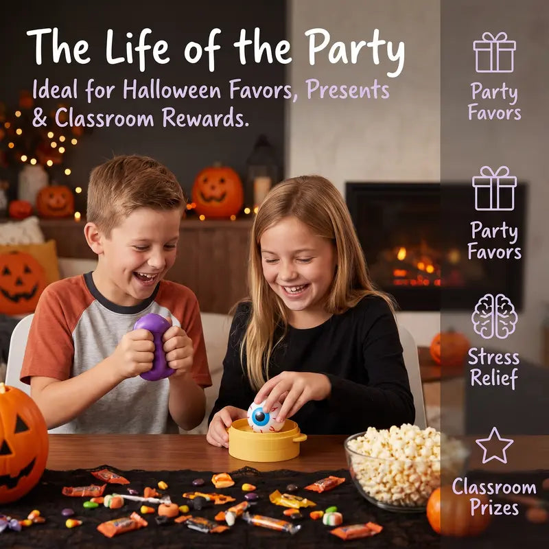 🎃 Halloween Steamed Bun Squishy Toy Set ✨Slow Rising Stress Relief Fidget Toy with Steamer Base