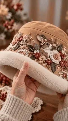🌸 Women’s Cozy Plush-Lined Winter Bucket Hat – Floral & Animal Designs