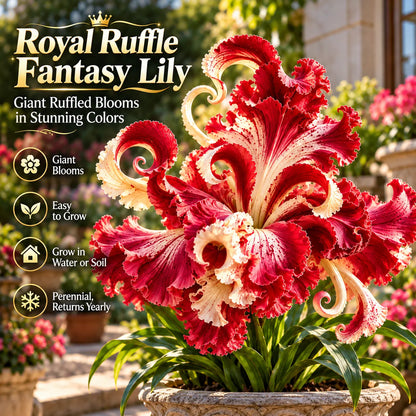 🌸 Royal Ruffle Fantasy Lily Bulbs – Grow in Water or Soil, Giant Ruffled Blooms