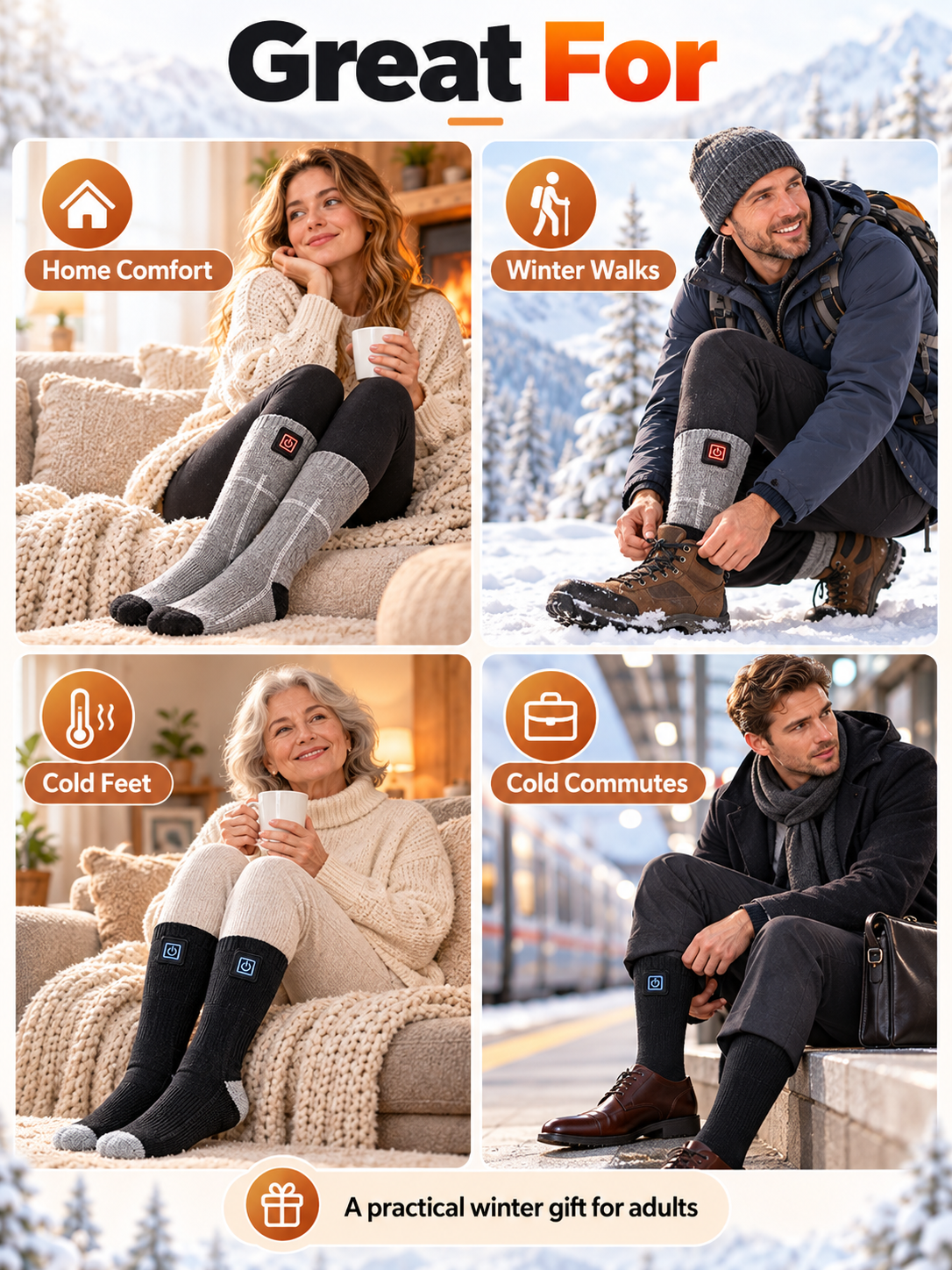 🔥 Rechargeable Heated Socks – 3 Adjustable Heat Levels, 3000mAh Battery Option & Winter Foot Warmth