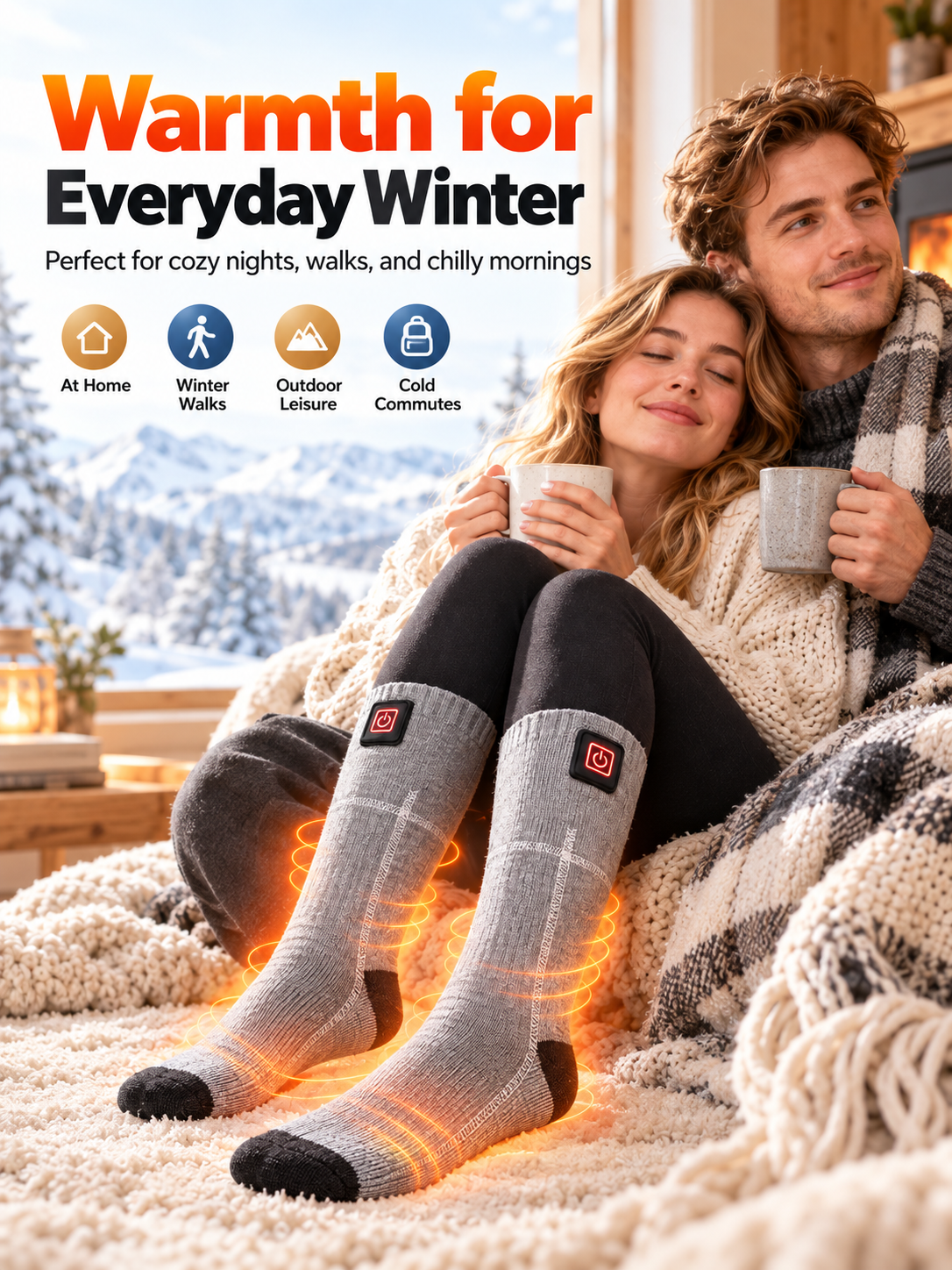 🔥 Rechargeable Heated Socks – 3 Adjustable Heat Levels, 3000mAh Battery Option & Winter Foot Warmth