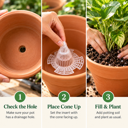 🌱 Cone-Shaped Plant Pot Drainage Mesh Inserts—Helps Keep Soil In & Water Flowing
