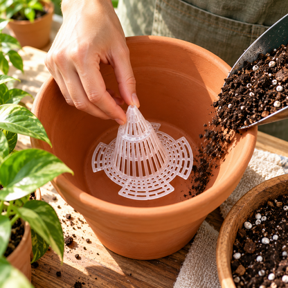 🌱 Cone-Shaped Plant Pot Drainage Mesh Inserts—Helps Keep Soil In & Water Flowing