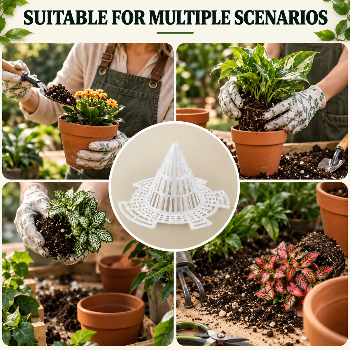 🌱 Cone-Shaped Plant Pot Drainage Mesh Inserts—Helps Keep Soil In & Water Flowing