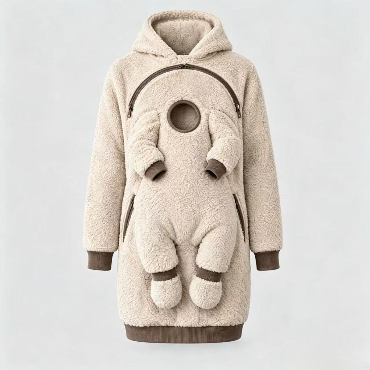 🧸 Cozy Sherpa Baby Pouch Hoodie – Keep Your Little One Close