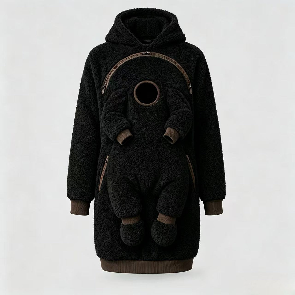 🧸 Cozy Sherpa Baby Pouch Hoodie – Keep Your Little One Close