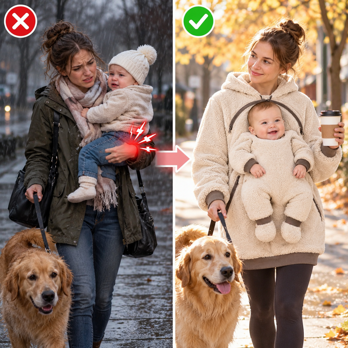🧸 Cozy Sherpa Baby Pouch Hoodie – Keep Your Little One Close