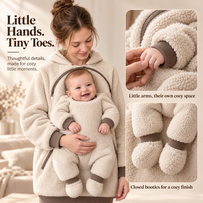 🧸 Cozy Sherpa Baby Pouch Hoodie – Keep Your Little One Close