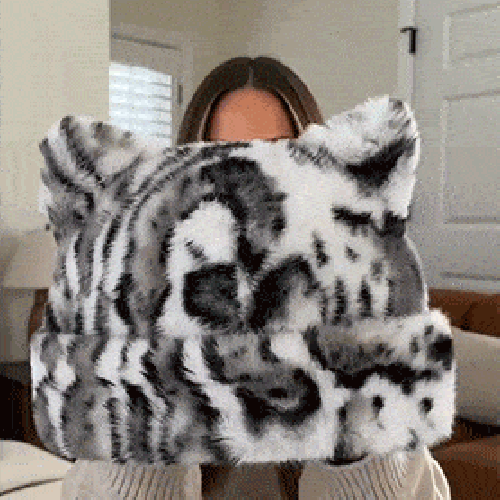 Leopard Print Plush Cat Ear Hat