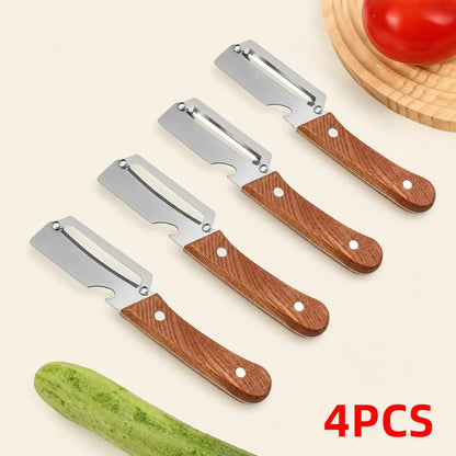 ✨Discounted Price ✨Multi-Functional Vegetable Peeler for Kitchen, Ultra-Sharp Stainless Steel Blade with Wooden Handle and Bottle Opener (2 Pcs)