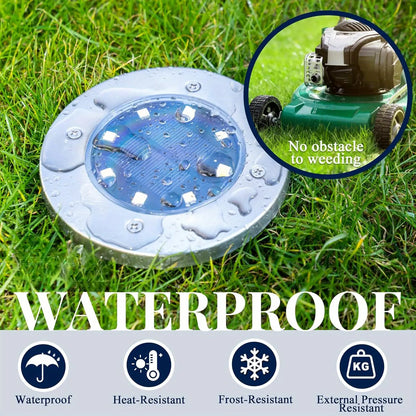 ☀️ 8 LED Solar Ground Lights | IP65 Waterproof 💧 Auto On/Off Garden Pathway Lights