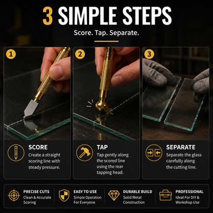 🔥 Limited-Time 49% OFF🛠️ Precision Brass Glass Cutter | Carbide Wheel & Tapping Head ✨