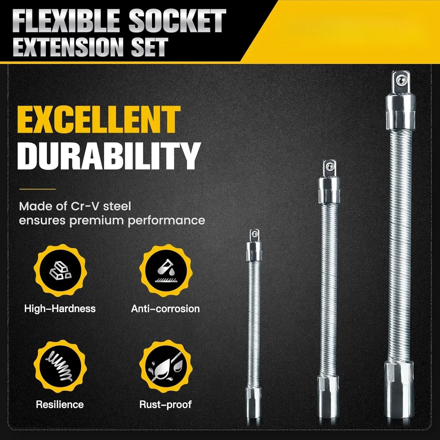 Universal Electric Wrench Socket - 3 Counts Flexible Shaft