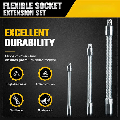 Universal Electric Wrench Socket - 3 Counts Flexible Shaft