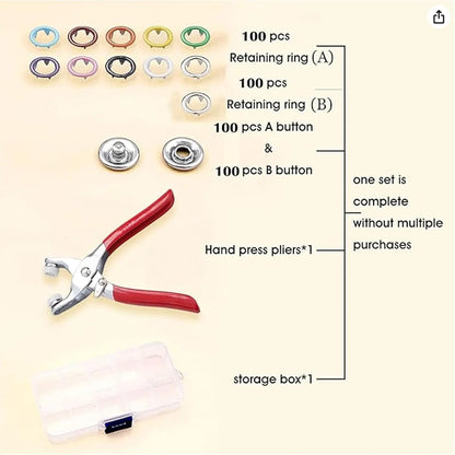 🔥HOT SALE 49% OFF✨All-in-One Metal Snap Fastener Kit with Lockable Pliers