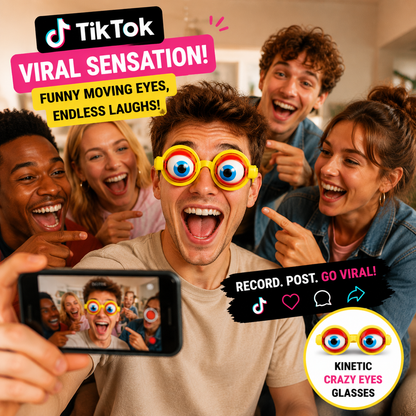 🤪 Kinetic Crazy Eyes Glasses 👓✨ – Animated Moving Eyes 👀 for Instant Laughs 😂 & Party Fun-QR