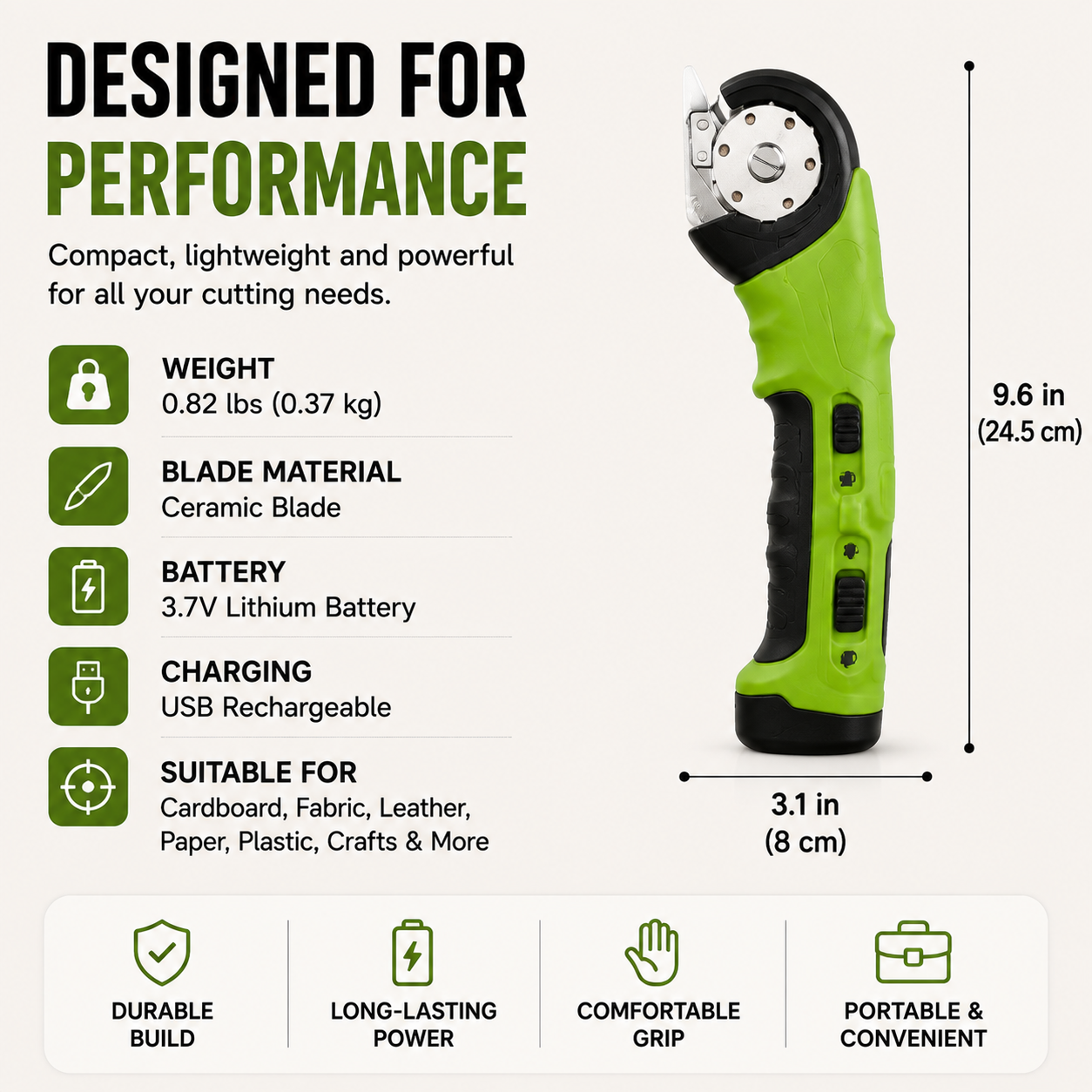 Cordless Electric Scissors 3.7V – Rechargeable Heavy Duty Cutter with Safety Lock