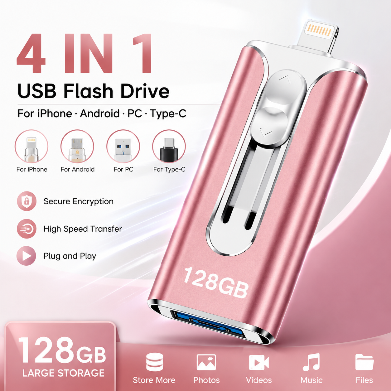 🔥LAST DAY 49% OFF🔥Portable USB 3.0 Flash Drive For iPhone & Android | Instant Photo & Video Backup Storage