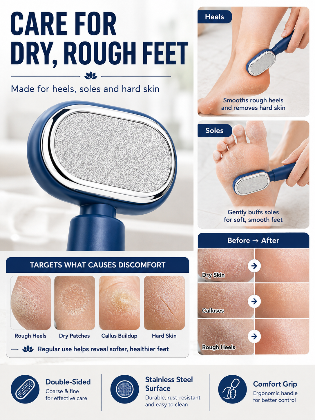 🔥LAST DAY 49% OFF✨ Beauty Care Pick Dual-Sided Foot Callus Remover with Stainless Steel Blade