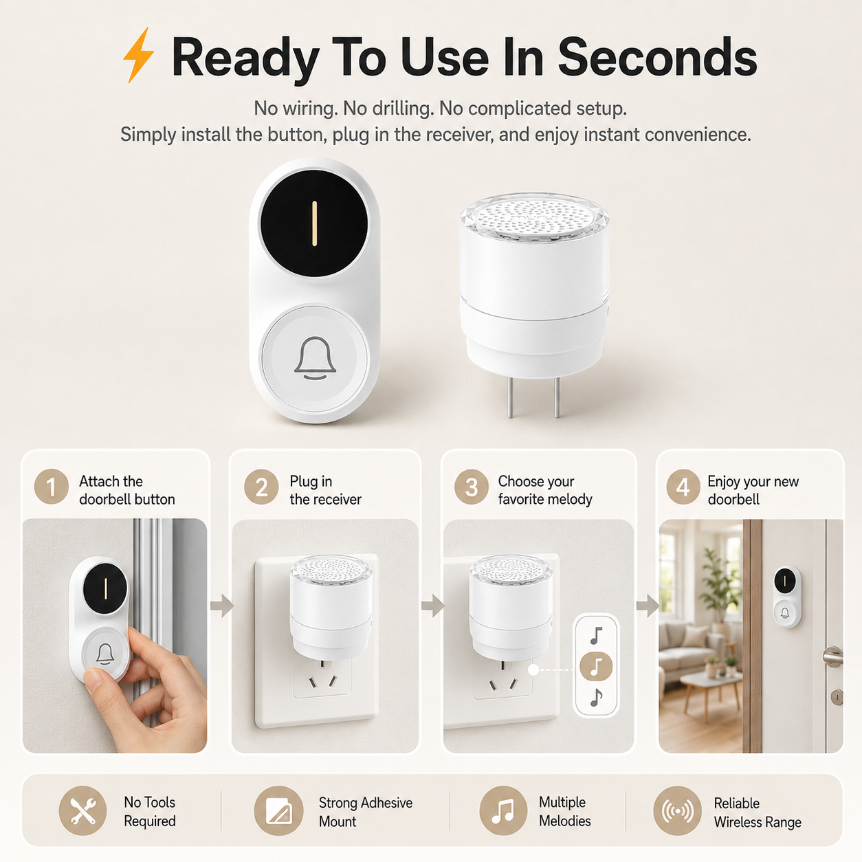 🔔 Limited Time 49% OFF — Never Miss A Visitor Again With This Modern Wireless Doorbell
