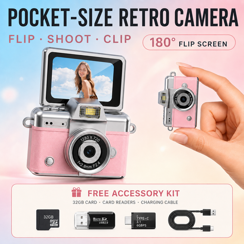 🔥 Limited Time 49% OFF📸Mini Keychain Digital Camera – 32G Card & Charging Cable Included