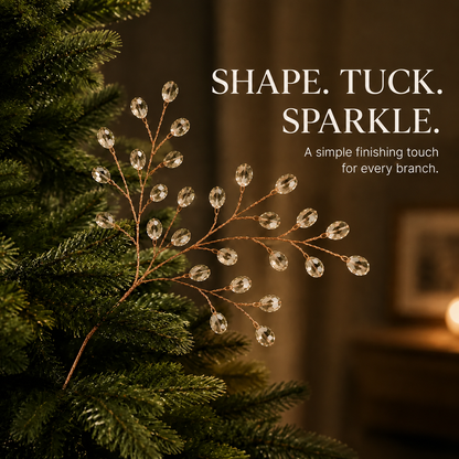 🎉 49% OFF✨ Crystal Beaded Christmas Tree Branch Picks – Instant Sparkle & Fuller Holiday Décor