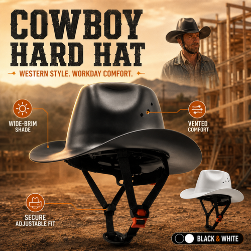 🔥LAST DAY 49% OFF🤠Western Cowboy Hard Hat, Vented Wide Brim Safety Helmet for Construction & Ranch Workers