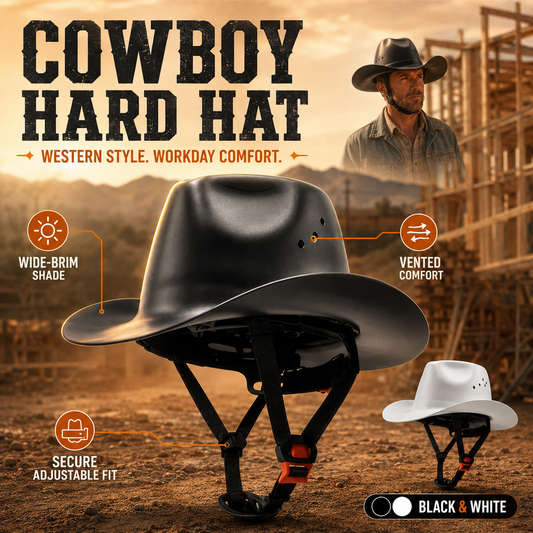 🔥LAST DAY 49% OFF🤠Western Cowboy Hard Hat, Vented Wide Brim Safety Helmet for Construction & Ranch Workers