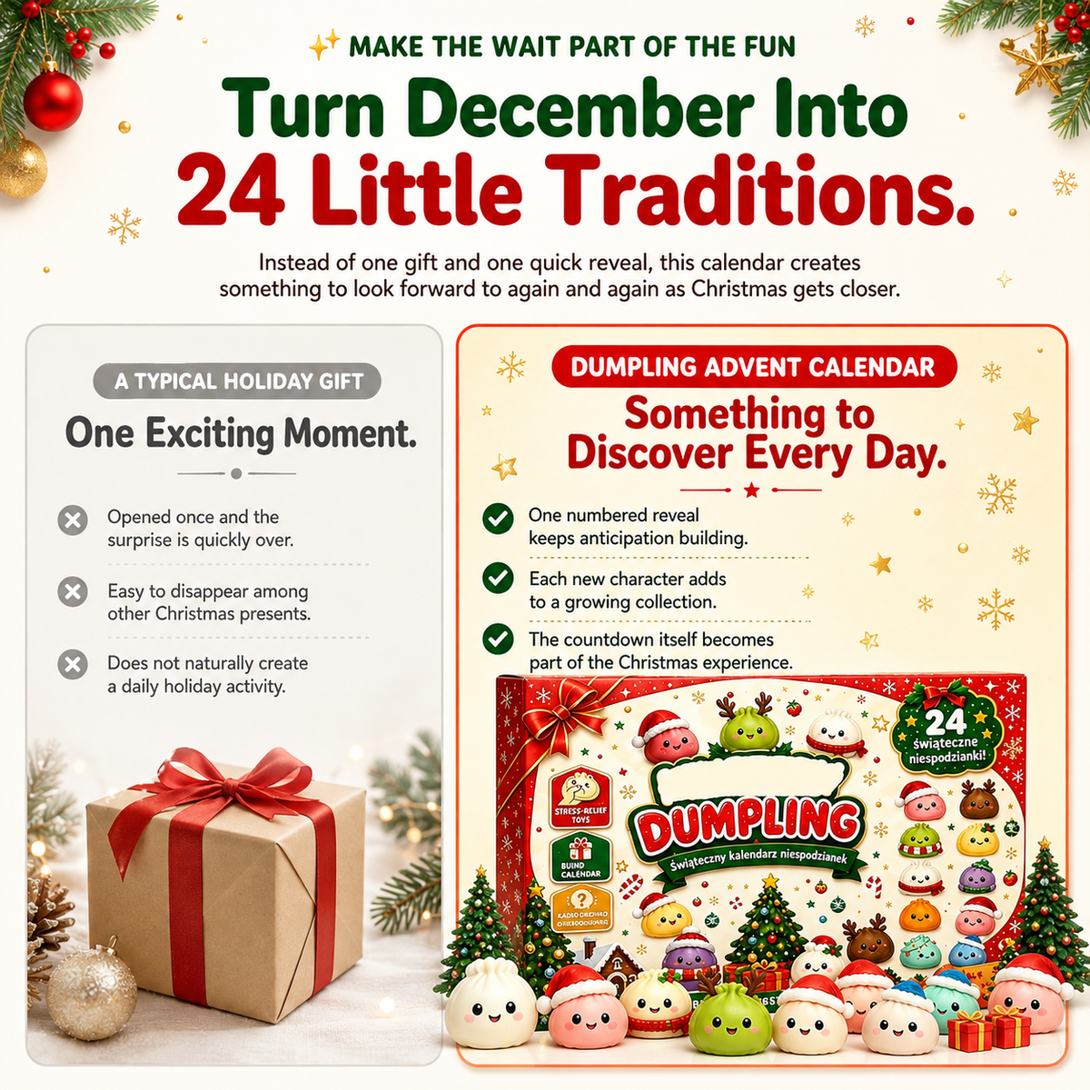 🔥 Limited-Time 49% OFF 🎄 24-Day Christmas Dumpling Squishy Advent Calendar 🎁