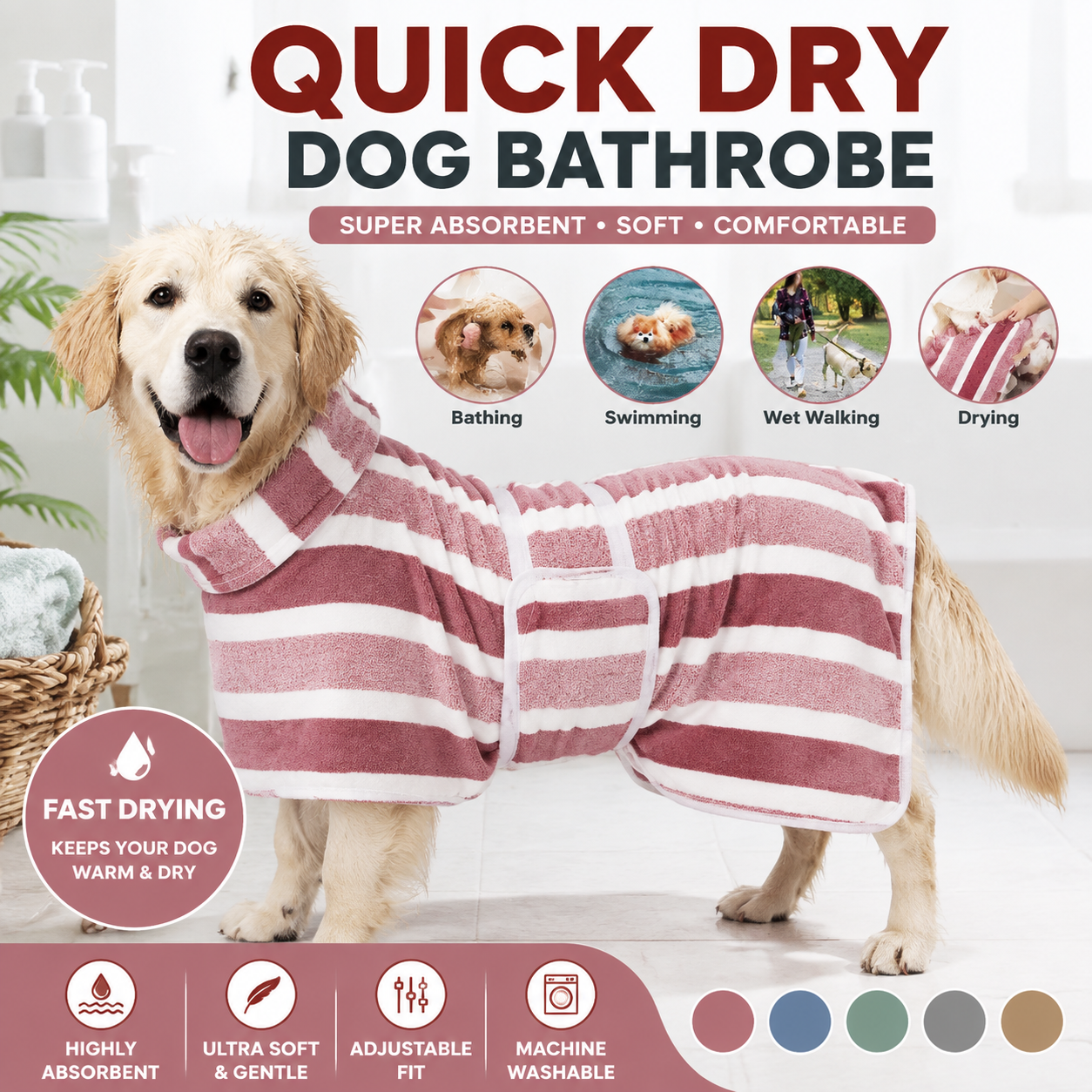 🔥 49% OFF Limited Offer – Quick Dry Dog Bathrobe™ | Ultra Soft Absorbent Pet Drying Towel For Dogs