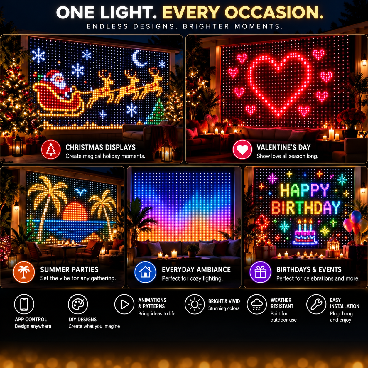 🎄✨Christmas LED House Net & Smart Outdoor Wall Curtain Light