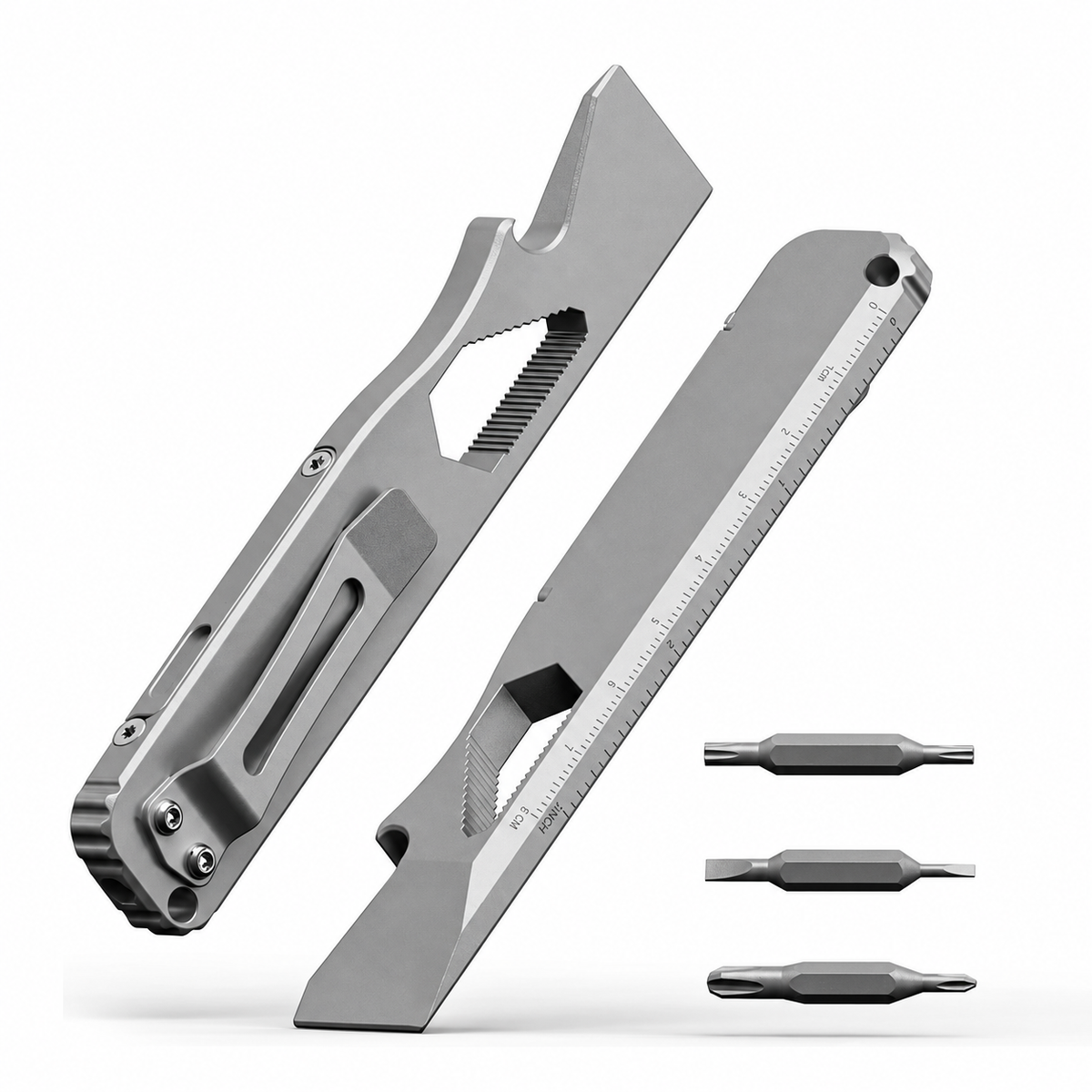 🔧 TC4 Titanium EDC Multitool with Pry Bar & Screwdriver Bits