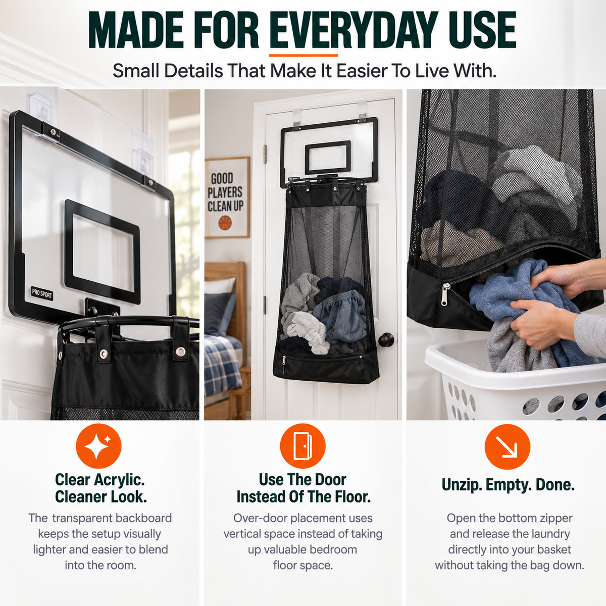 🏀 2-in-1 Door Hanging Laundry Basket with Basketball Hoop – Fun & Functional Storage!