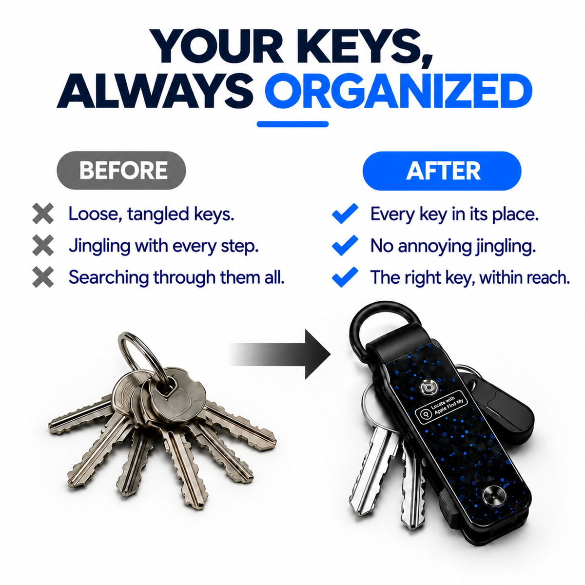 💥 LIMITED TIME 49% OFF 🔑 Smart Key Organizer with Find My 📍 Compact Everyday Key Holder