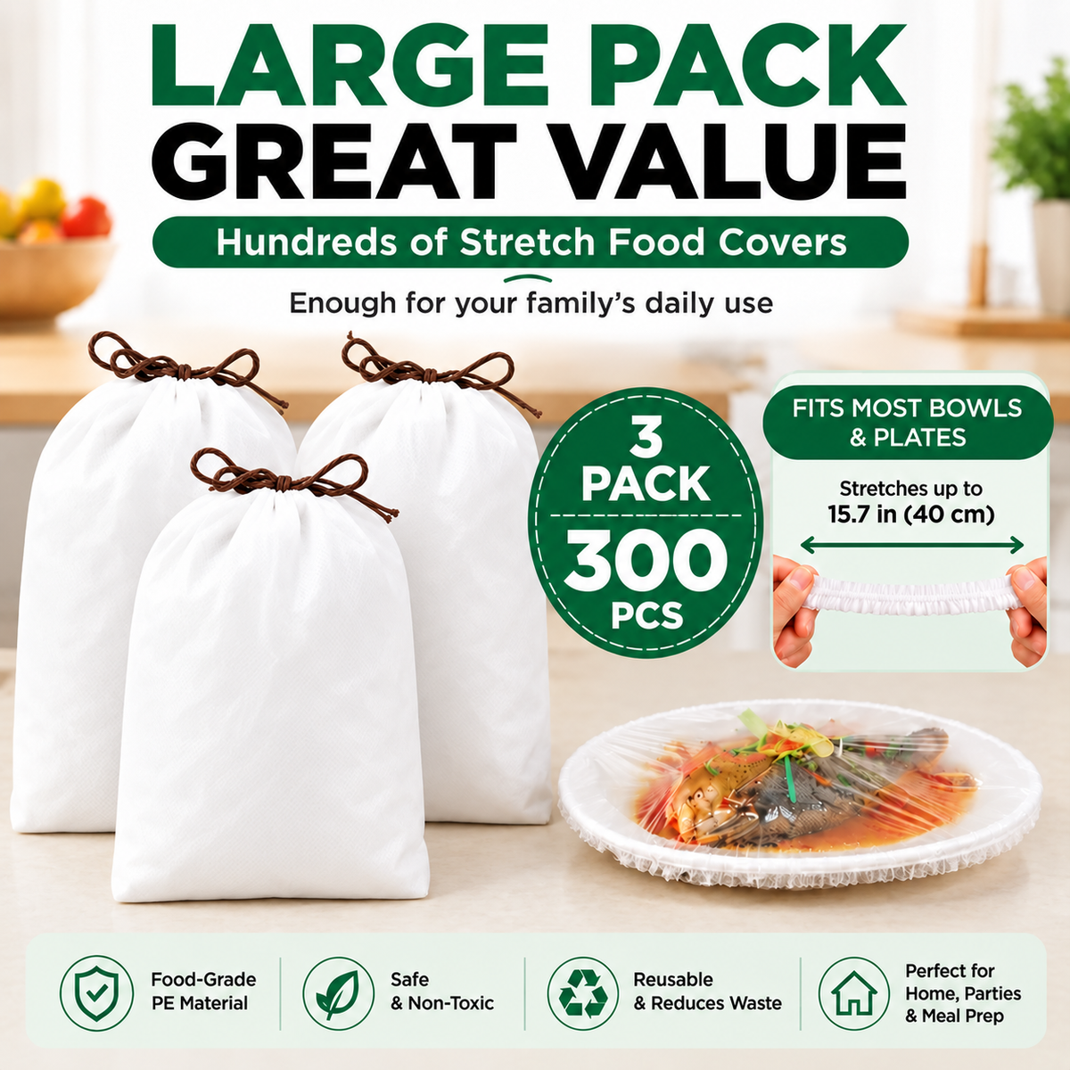 🔥LAST DAY 50% OFF🔥🍽️ Elastic Stretch Bowl Covers 🔁Disposable Microwave Safe Food Storage Covers