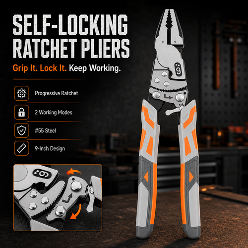 🔥 49% OFF — Heavy-Duty Self-Locking Ratchet Pliers 🔧💪