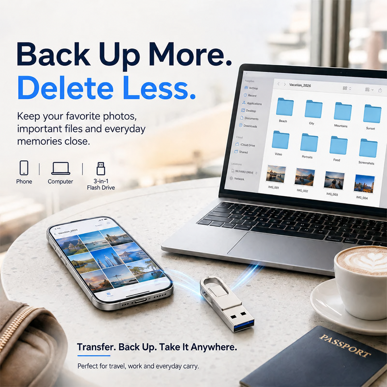 📱 3-in-1 Phone & Computer Flash Drive – Fast Photo & File Transfer