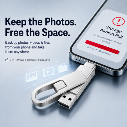 📱 3-in-1 Phone & Computer Flash Drive – Fast Photo & File Transfer