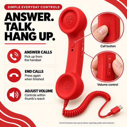 📞 Retro Type-C Phone Handset with Microphone
