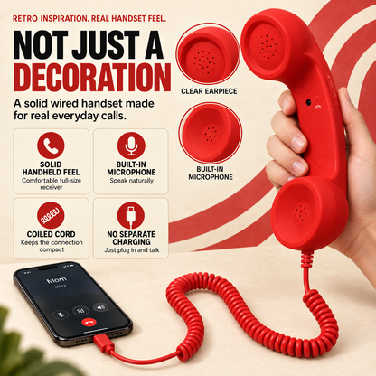📞 Retro Type-C Phone Handset with Microphone