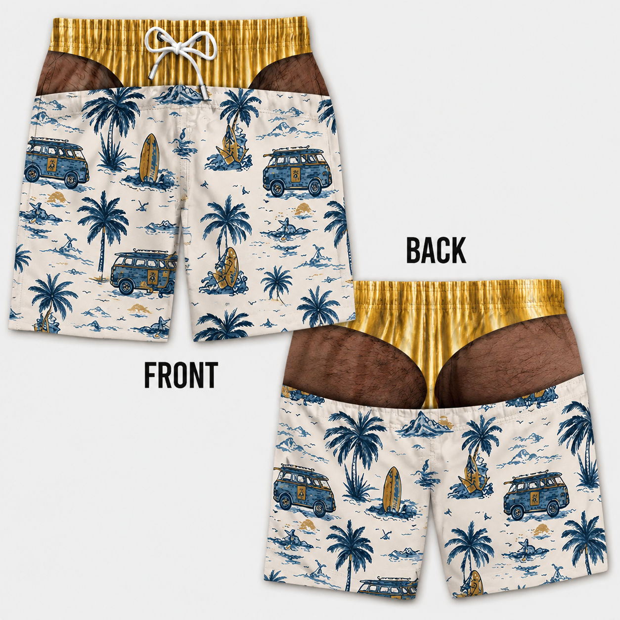 Funny Patriotic Men's Swim Trunks – Personalized "Warning: Wide Load" Beach Shorts