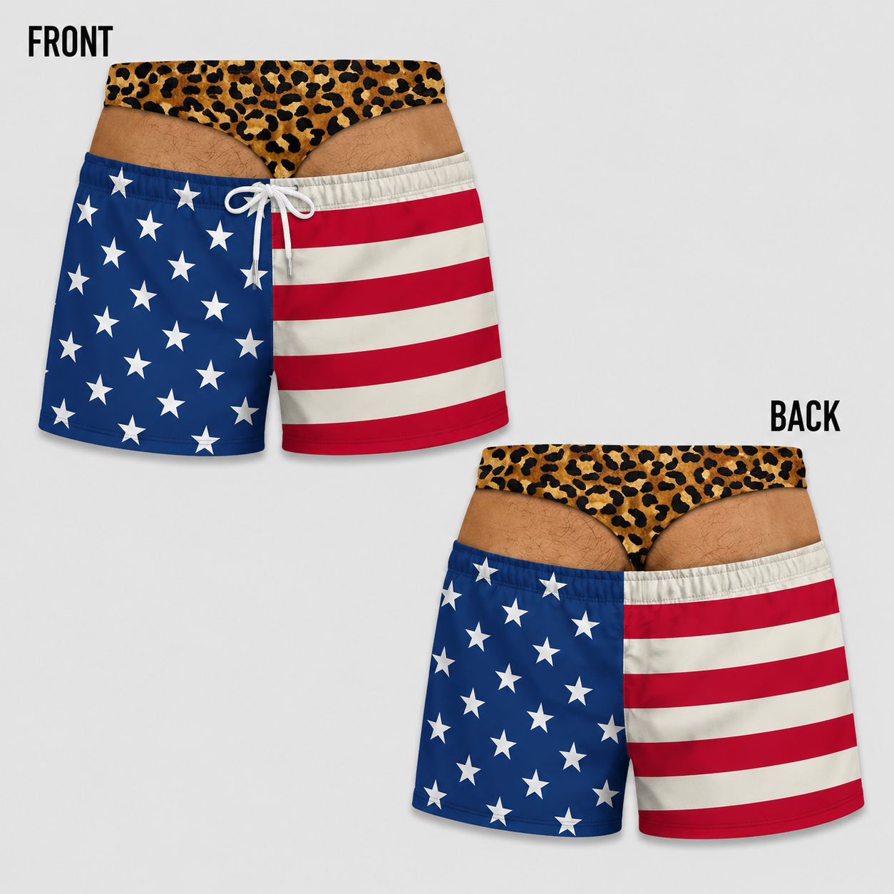 Funny Patriotic Men's Swim Trunks – Personalized "Warning: Wide Load" Beach Shorts
