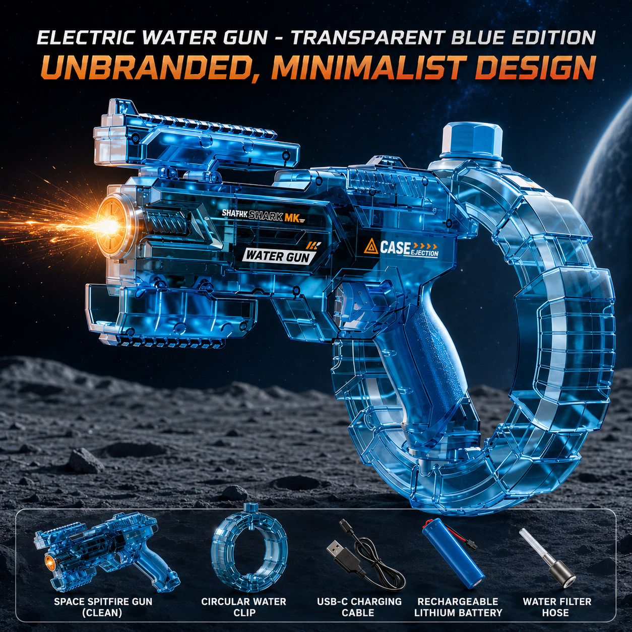 Rechargeable Electric Water Gun, LED Auto Water Blaster, 26FT Long Range Summer Pool Toy