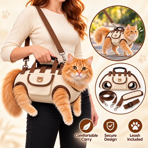 🐾 Pet Carrier Bag with Leash | 3 Carrying Styles for Cats & Small Dogs