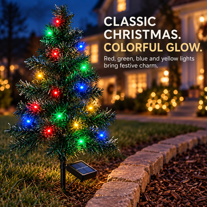 🎄 Solar Christmas Tree Stake Lights – Multicolor Holiday Decor for Gardens & Pathways ✨